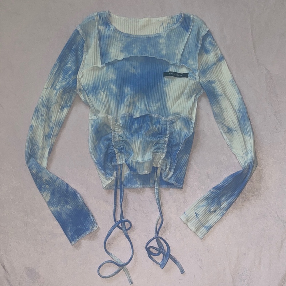 PLT Tie Dye Blue/White Long Sleeve Small